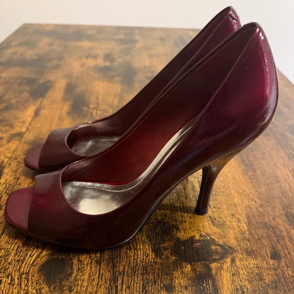 BCBGeneration Peep Toe Pumps, Red, 7.5 - Picture 3 of 4
